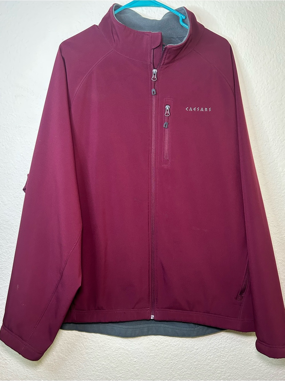 Caesars Burgundy Full-Zip Softshell Jacket Mens 3XL Fleece Lined Warm Winter Wor